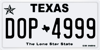TX license plate DOP4999
