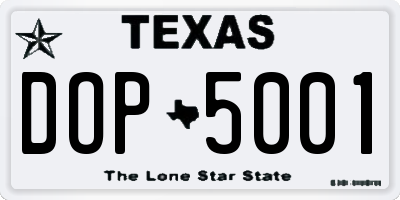 TX license plate DOP5001