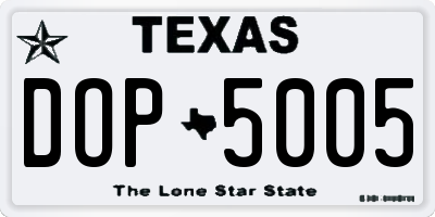 TX license plate DOP5005