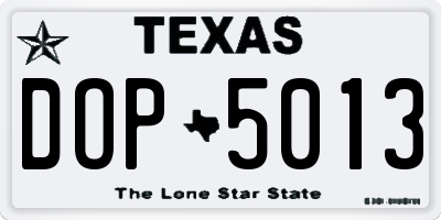 TX license plate DOP5013