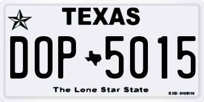TX license plate DOP5015