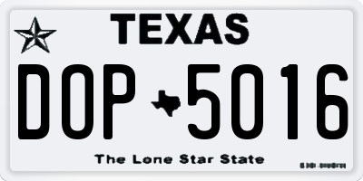 TX license plate DOP5016