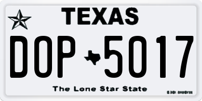 TX license plate DOP5017