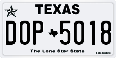 TX license plate DOP5018