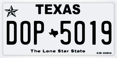 TX license plate DOP5019