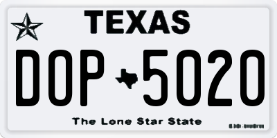 TX license plate DOP5020