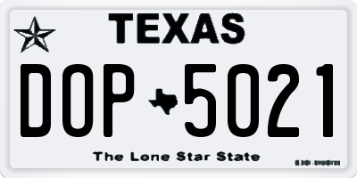 TX license plate DOP5021