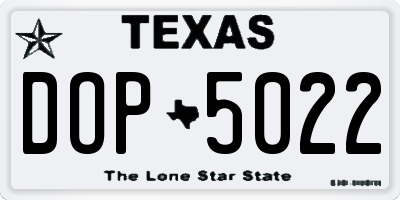 TX license plate DOP5022