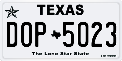 TX license plate DOP5023