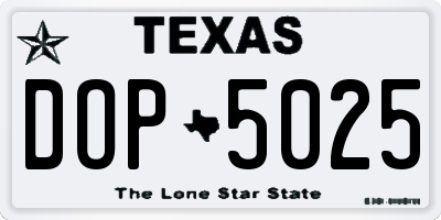TX license plate DOP5025