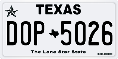 TX license plate DOP5026