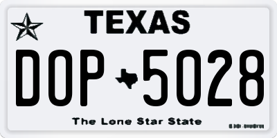 TX license plate DOP5028