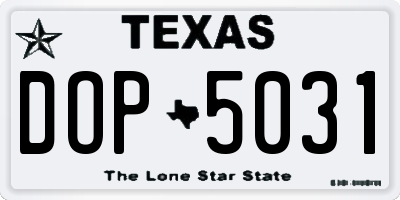 TX license plate DOP5031