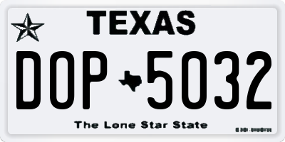 TX license plate DOP5032