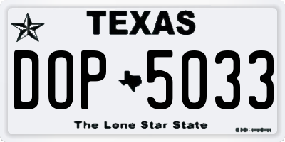 TX license plate DOP5033
