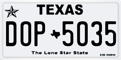TX license plate DOP5035