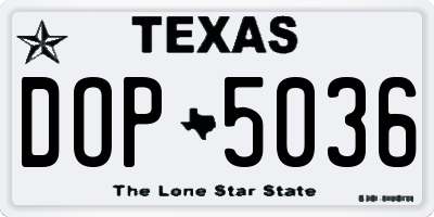TX license plate DOP5036
