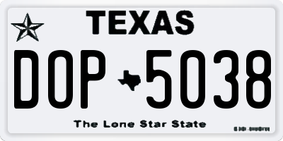 TX license plate DOP5038