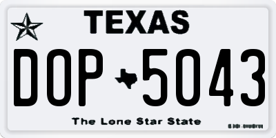 TX license plate DOP5043