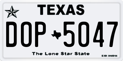 TX license plate DOP5047