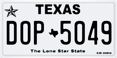 TX license plate DOP5049
