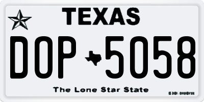 TX license plate DOP5058