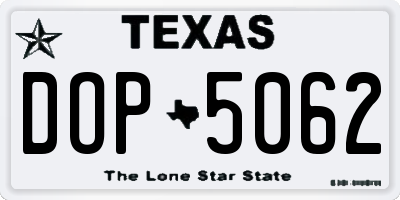 TX license plate DOP5062