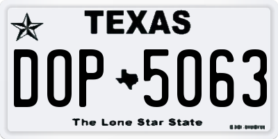 TX license plate DOP5063