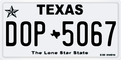 TX license plate DOP5067