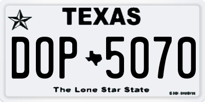 TX license plate DOP5070