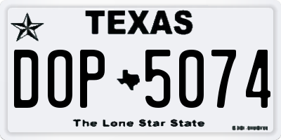TX license plate DOP5074