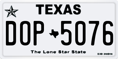 TX license plate DOP5076