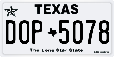 TX license plate DOP5078