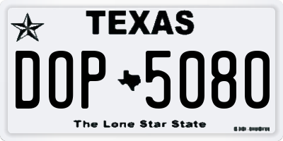 TX license plate DOP5080