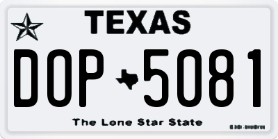 TX license plate DOP5081