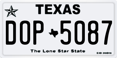 TX license plate DOP5087