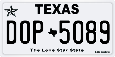 TX license plate DOP5089