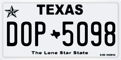 TX license plate DOP5098