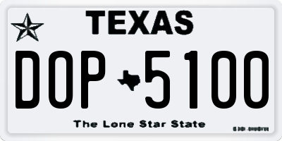 TX license plate DOP5100