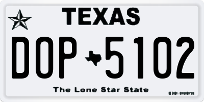 TX license plate DOP5102