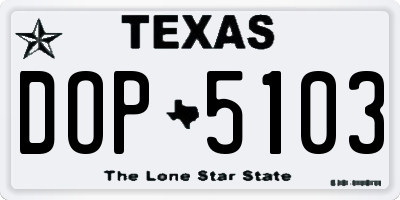 TX license plate DOP5103