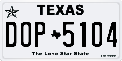 TX license plate DOP5104