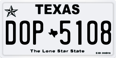 TX license plate DOP5108