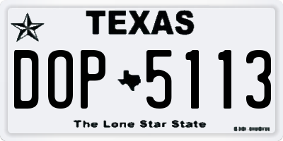 TX license plate DOP5113