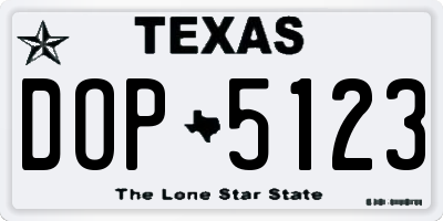 TX license plate DOP5123
