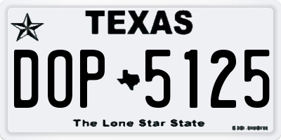 TX license plate DOP5125