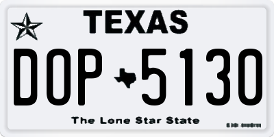 TX license plate DOP5130