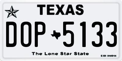 TX license plate DOP5133