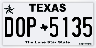 TX license plate DOP5135