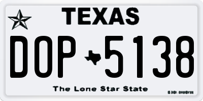 TX license plate DOP5138